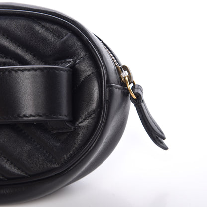 Gucci Calfskin Matelasse GG Marmont Belt Bag 85 34 Black 10 of 12