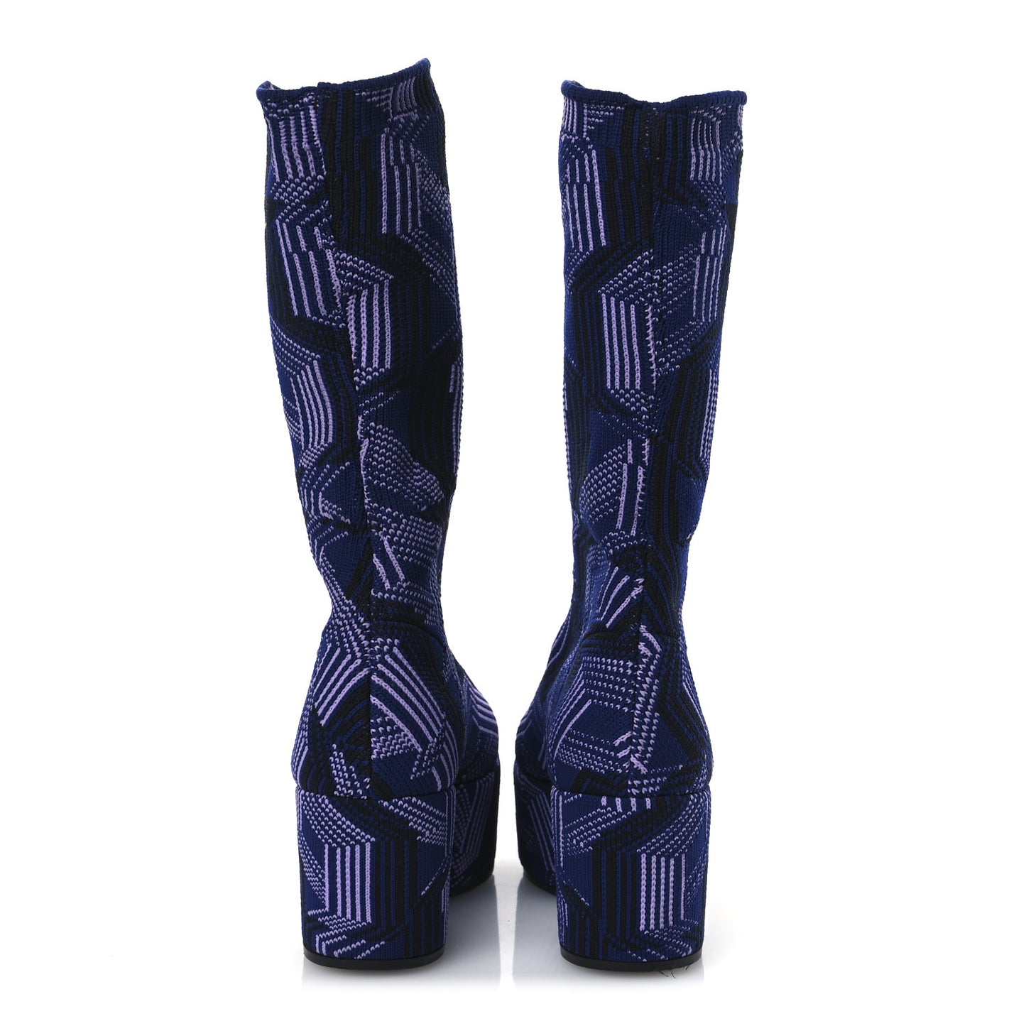 Jacquard Knit Platform Ankle Boots 38.5 Bluette Glicine