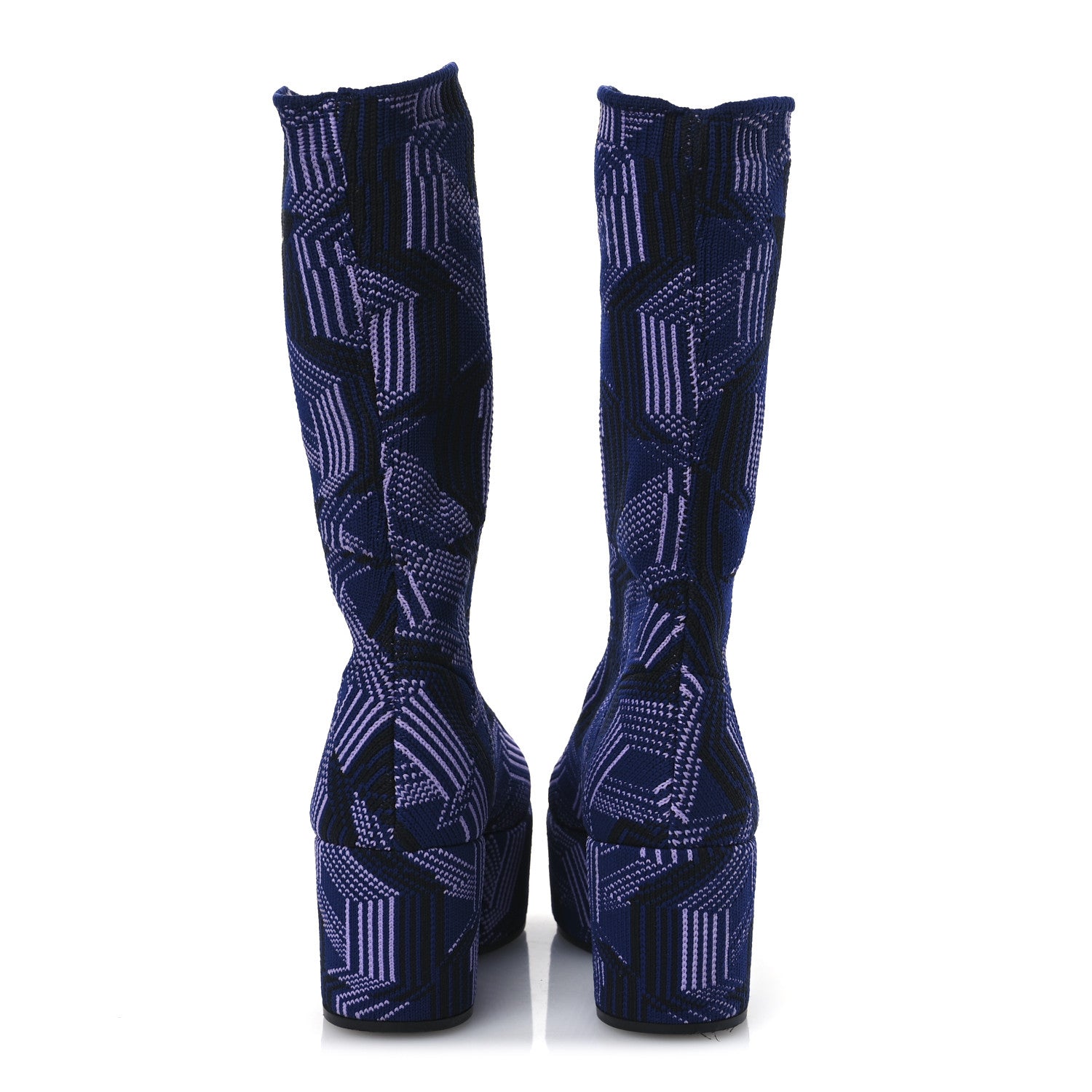 Prada Jacquard Knit Platform Ankle Boots 38.5 Bluette Glicine 6 of 10
