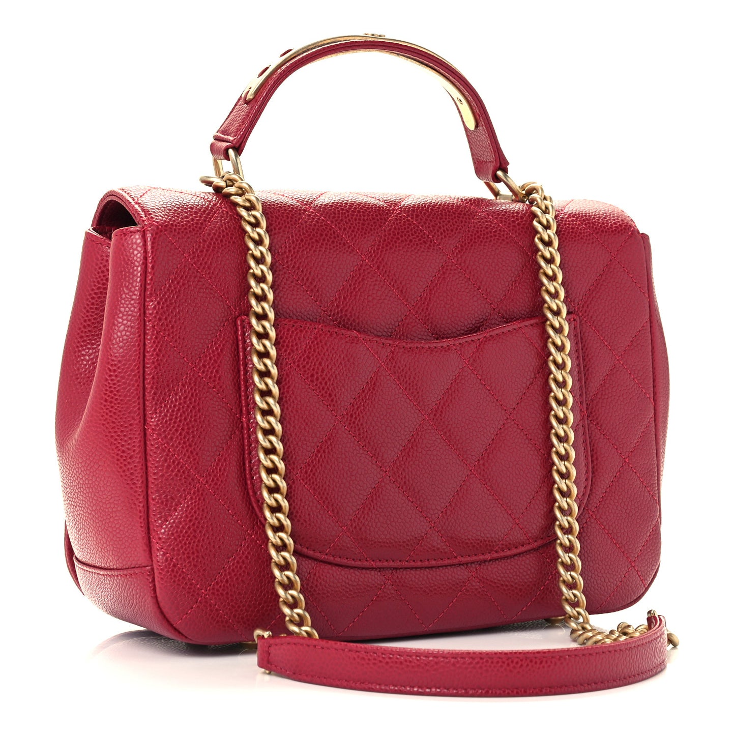 Caviar Large Carry Around Flap Bag Red