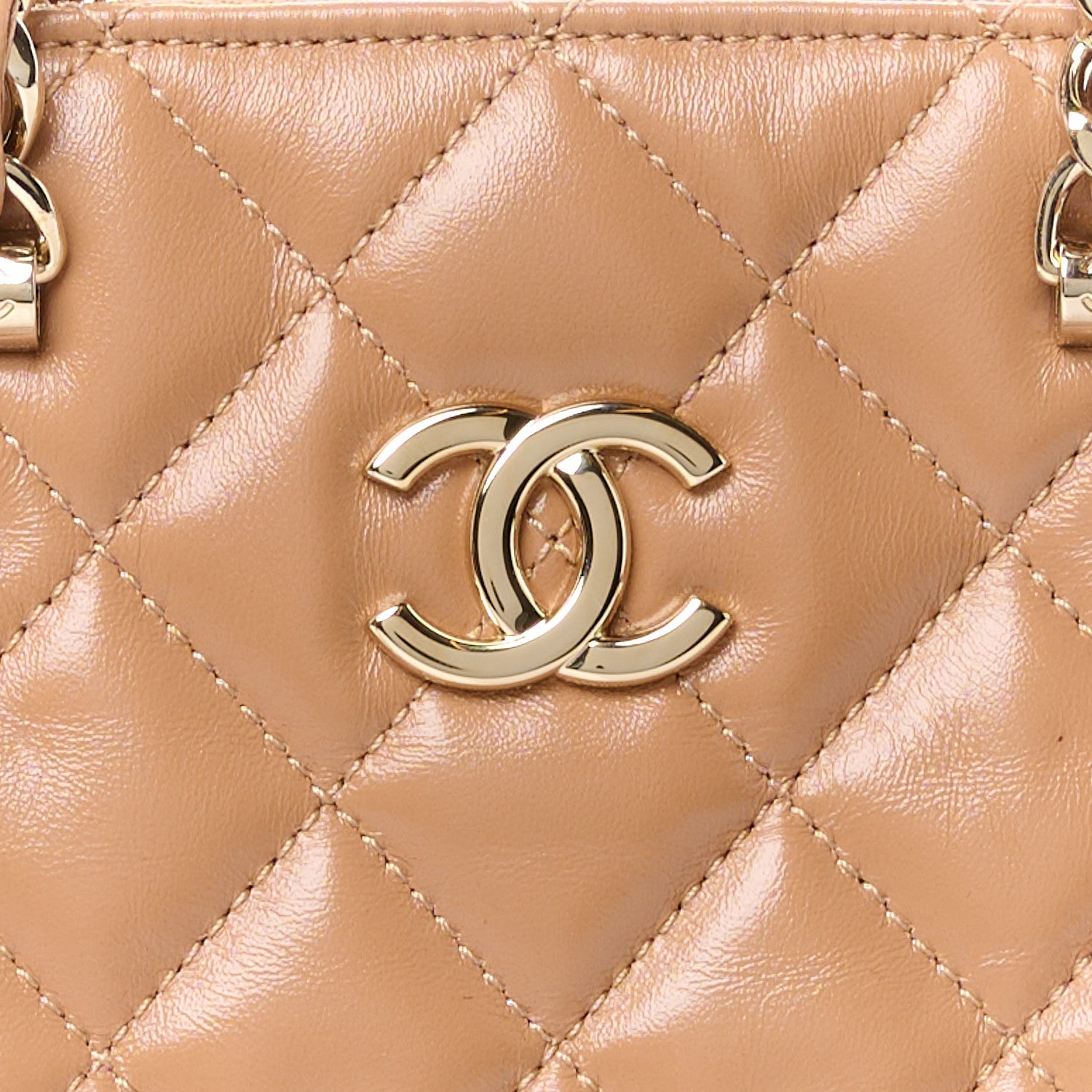 Chanel Shiny Lambskin Quilted Shiny Coco Clutch With Chain Dark Beige 8 of 10