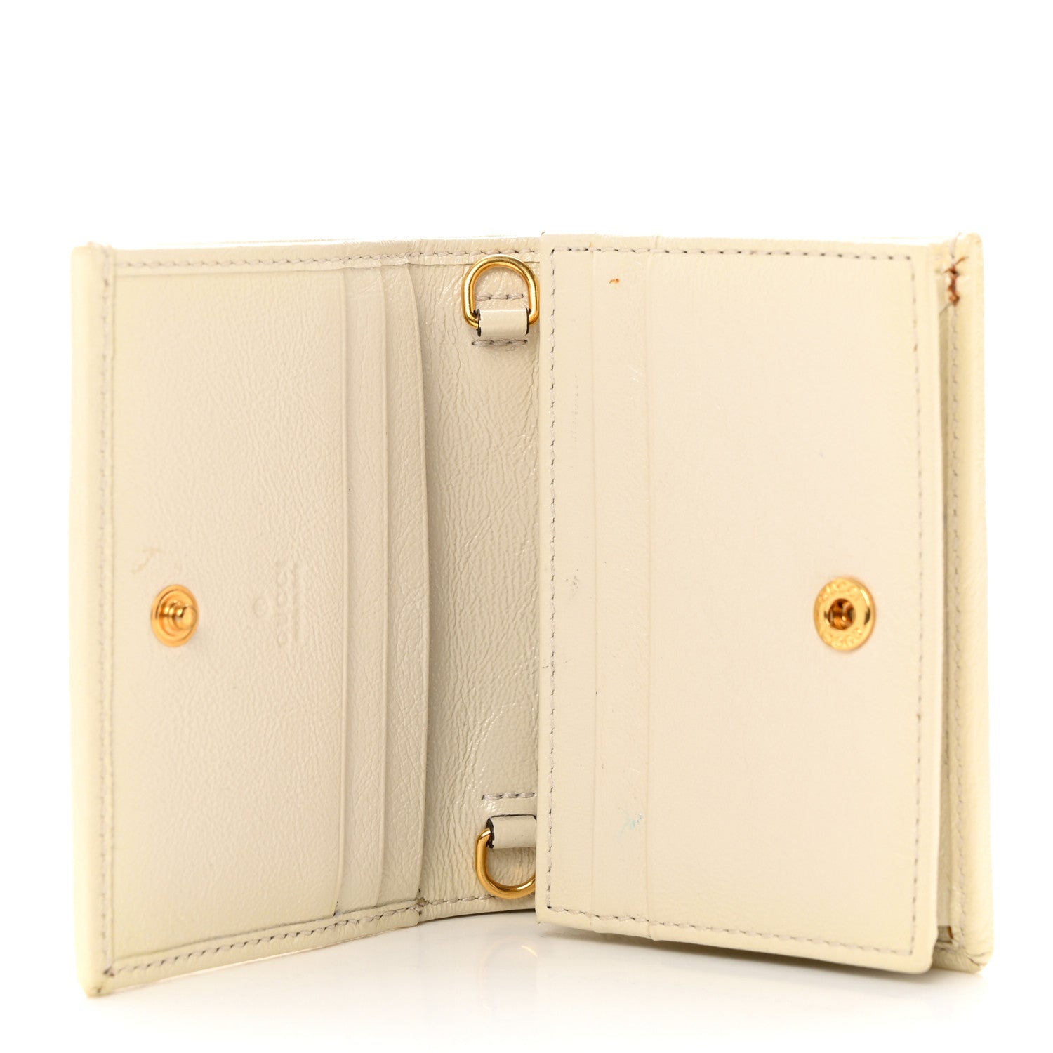 Gucci Calfskin Web Rajah Chain Card Case Wallet White 7 of 8