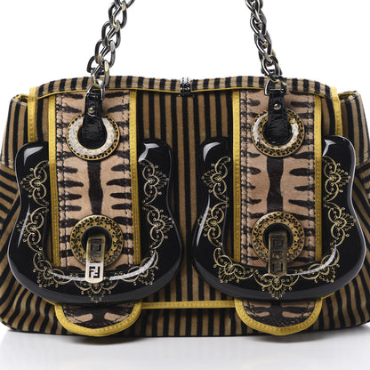 Fendi Velvet Calf Hair Pequin B Bag Tan Black 8 of 12