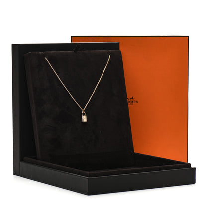 Hermes 18K Rose Gold Diamond Amulettes Cadenas Pendant Necklace 5 of 5
