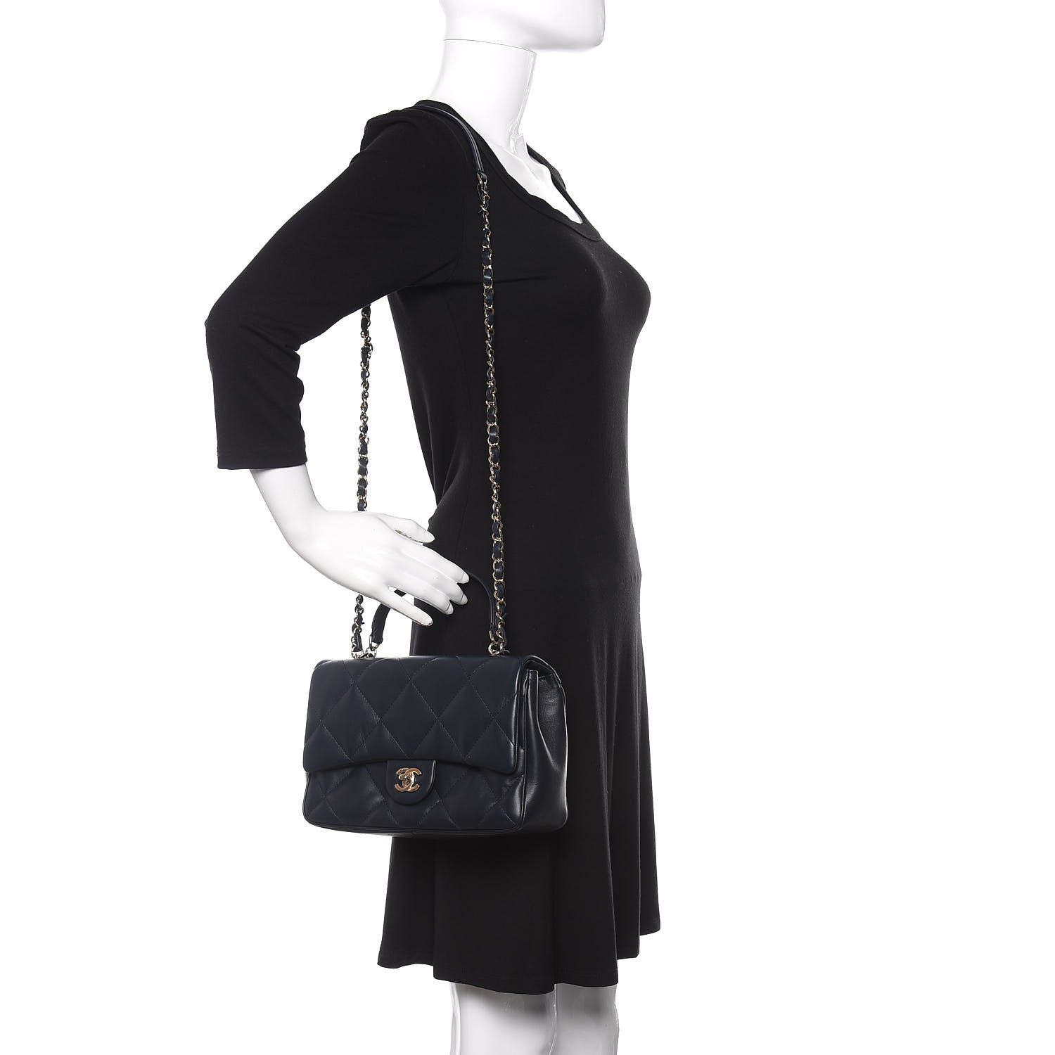 Chanel Lambskin Quilted Easy Carry Flap Navy 3 of 13