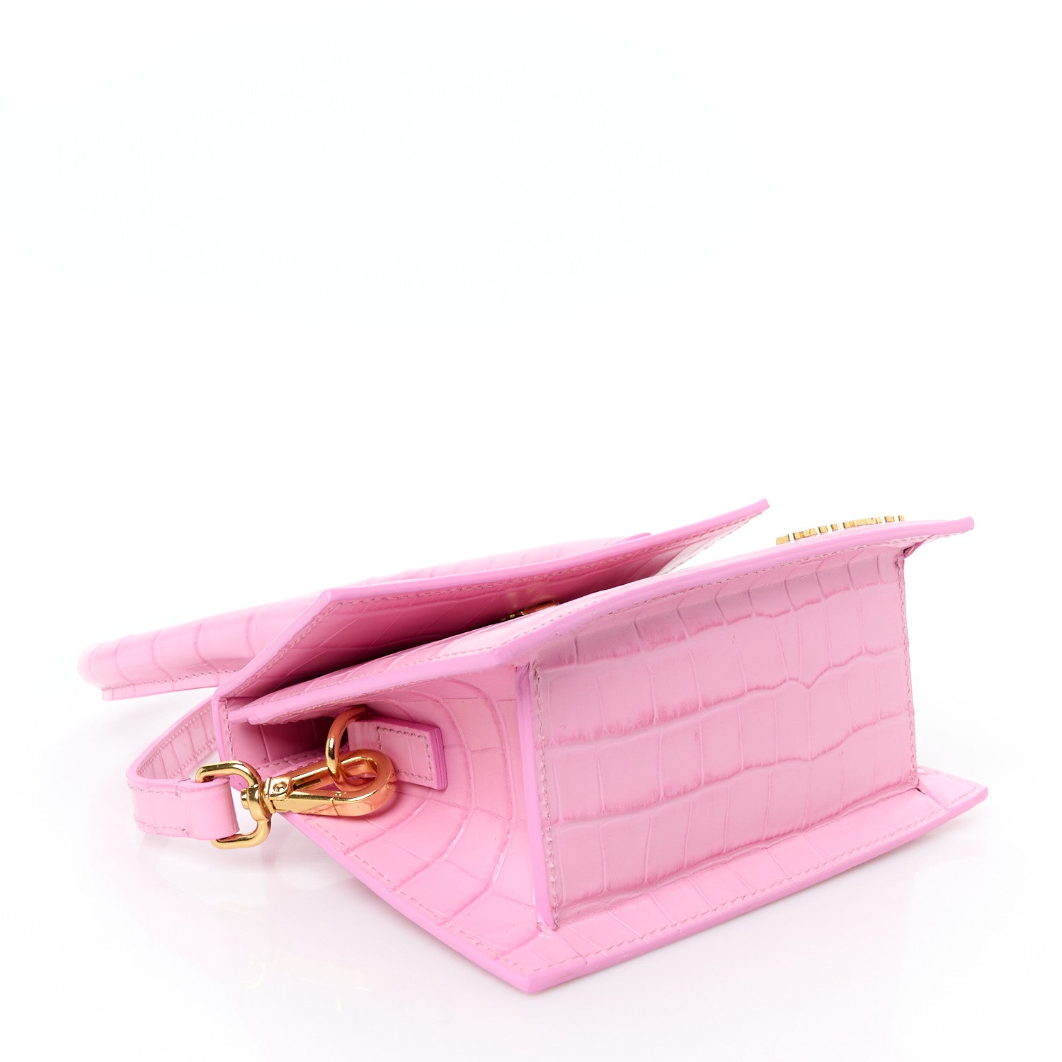 Jacquemus Calfskin Crocodile Embossed Le Chiquito Moyen Pink 4 of 10