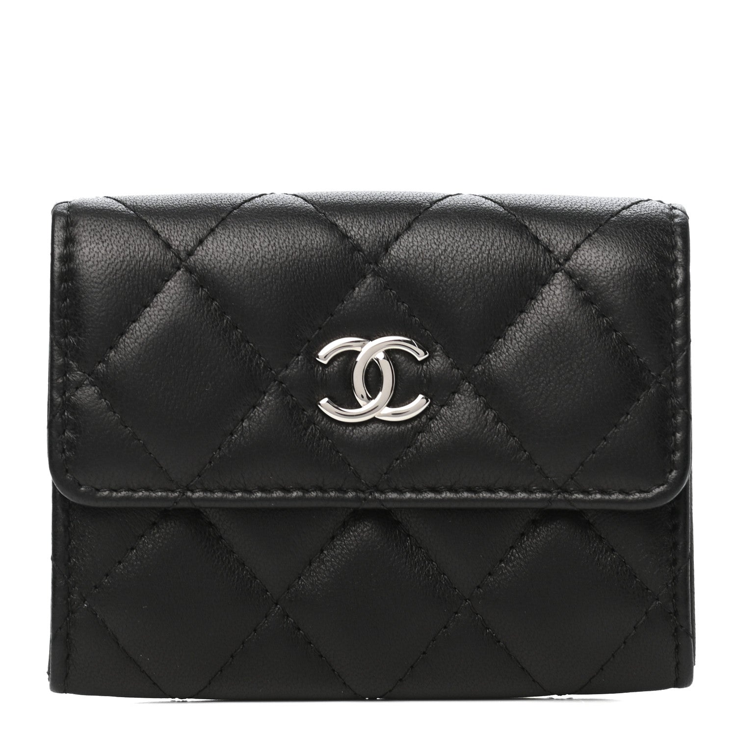 Chanel Lambskin Quilted Flap Card Holder Black 1 of 8
