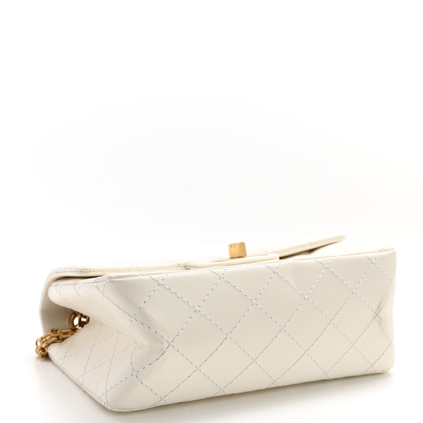 Aged Calfskin Quilted 2.55 Reissue Mini Flap White
