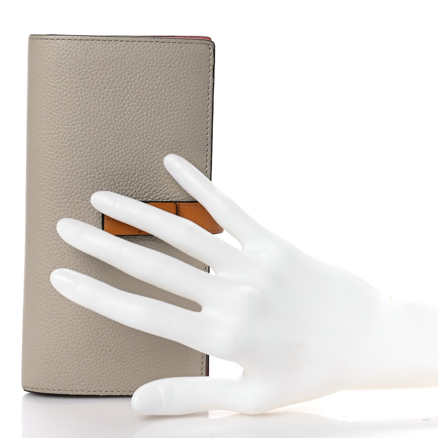 Grained Calfskin Large Vertical Wallet Light Oat