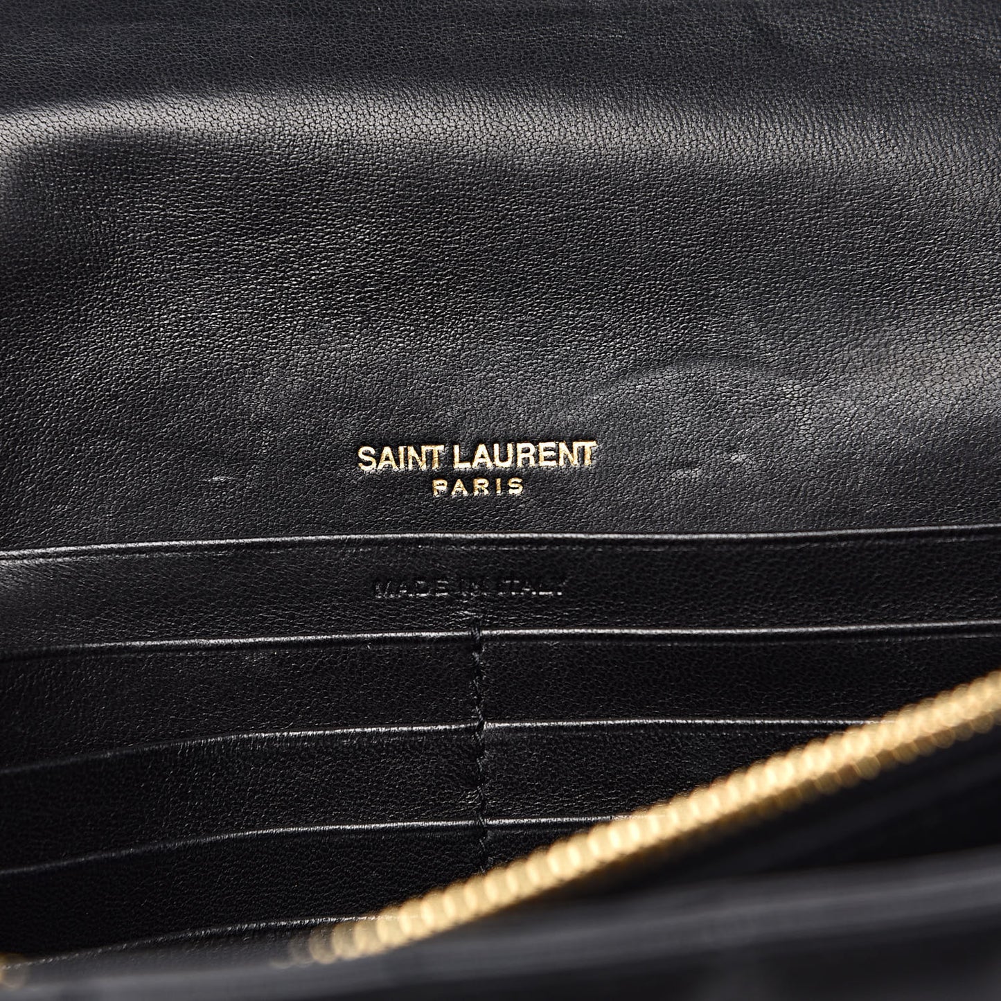 Lambskin Matelasse Monogram Vicky Chain Wallet Black