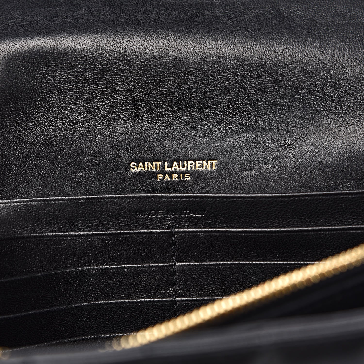 Saint Laurent Lambskin Matelasse Monogram Vicky Chain Wallet Black 6 of 13