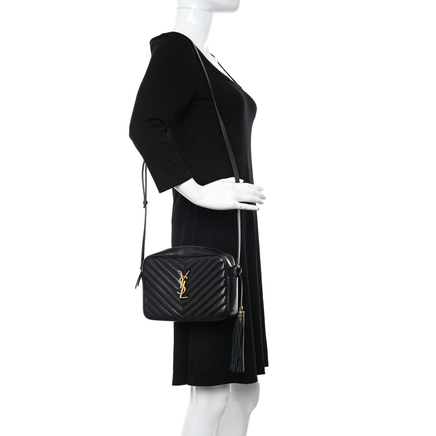 Calfskin Matelasse Monogram Lou Camera Bag Black