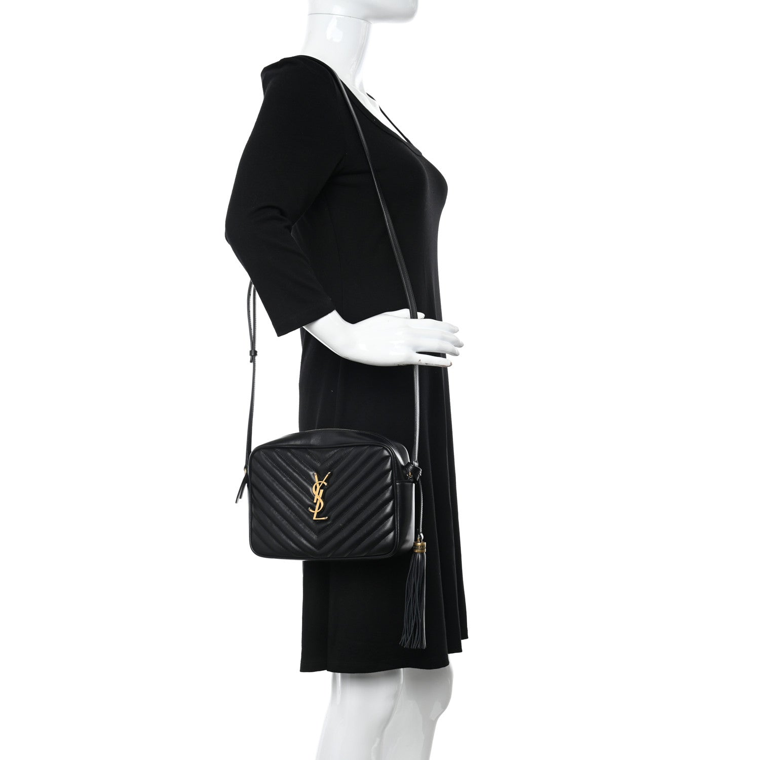 Saint Laurent Calfskin Matelasse Monogram Lou Camera Bag Black 2 of 13