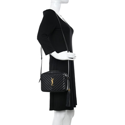 Saint Laurent Calfskin Matelasse Monogram Lou Camera Bag Black 2 of 13
