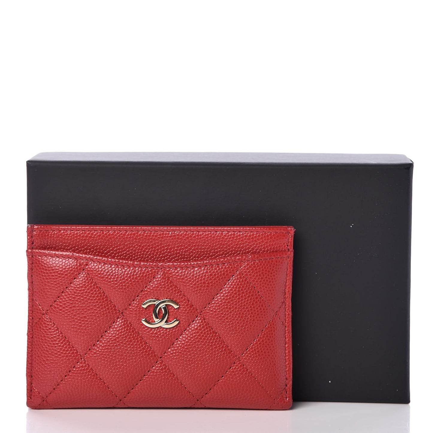 Caviar Quilted Card Holder Red