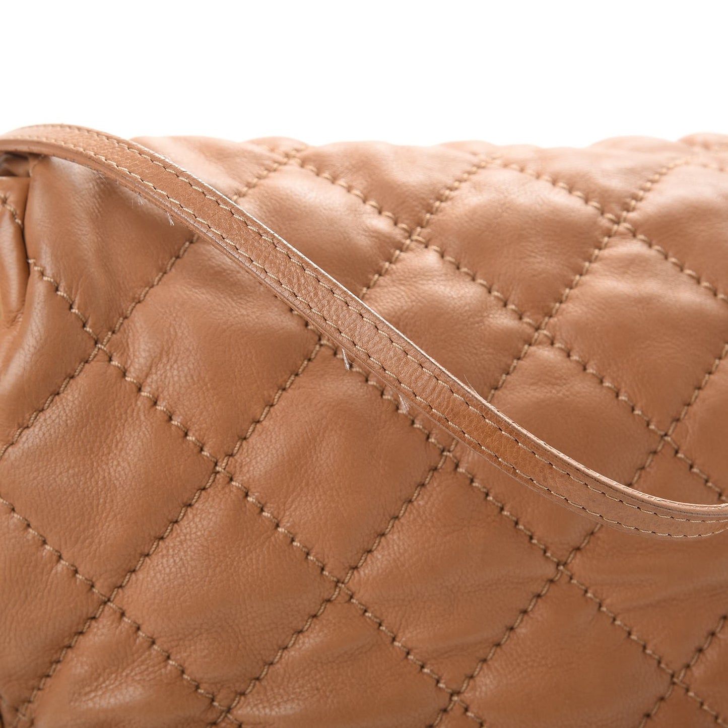 Calfskin Quilted Jumbo Retro Chain Accordion Flap Dark Beige