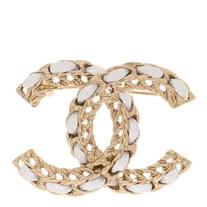 Chanel Lambskin CC Chain Brooch White Gold 1 of 4