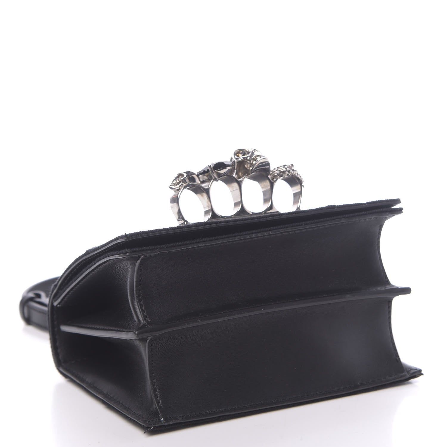 Alexander McQueen Denim Small Jeweled Knuckle Satchel Dark Denim 5 of 11