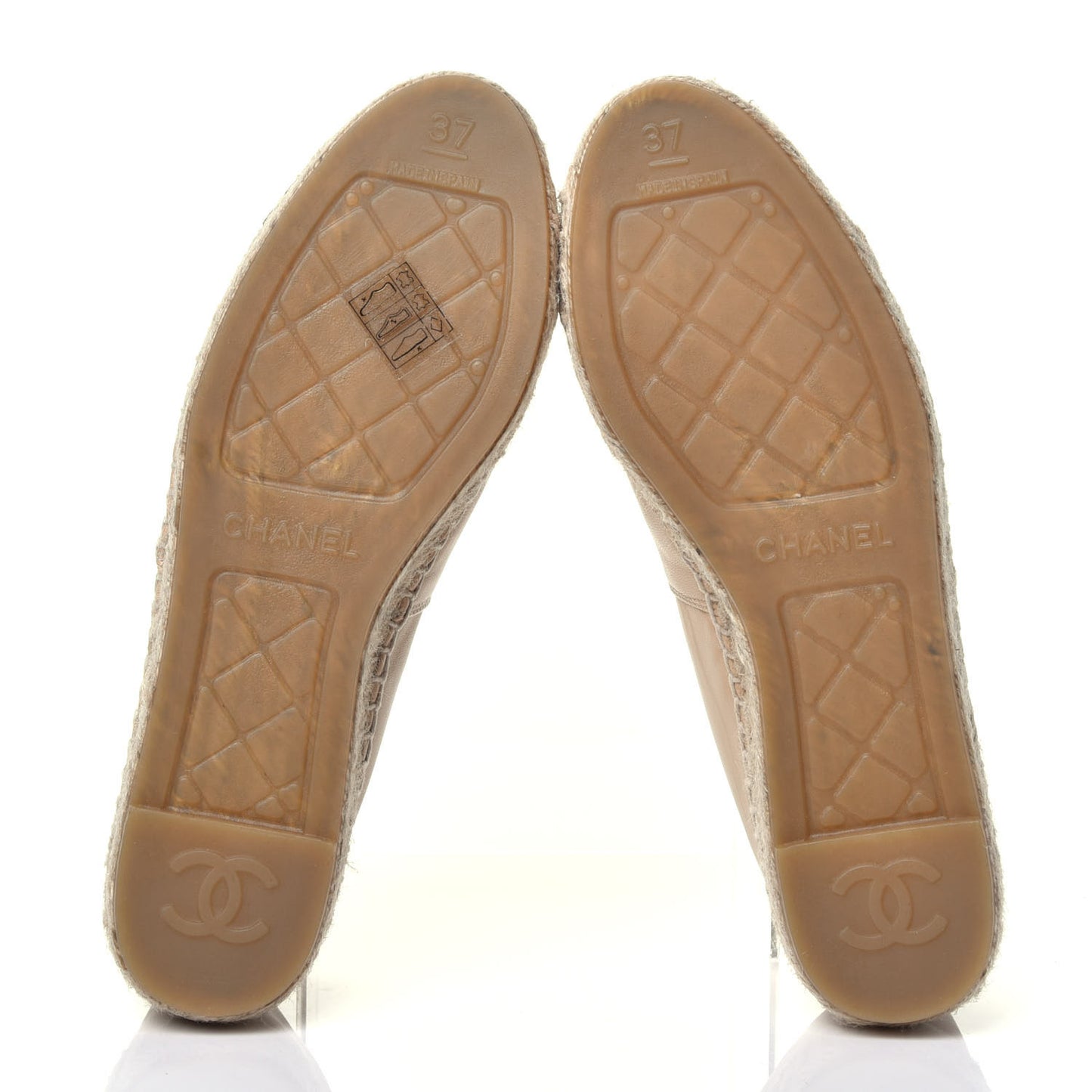 Lambskin CC Espadrilles 37 Beige Black