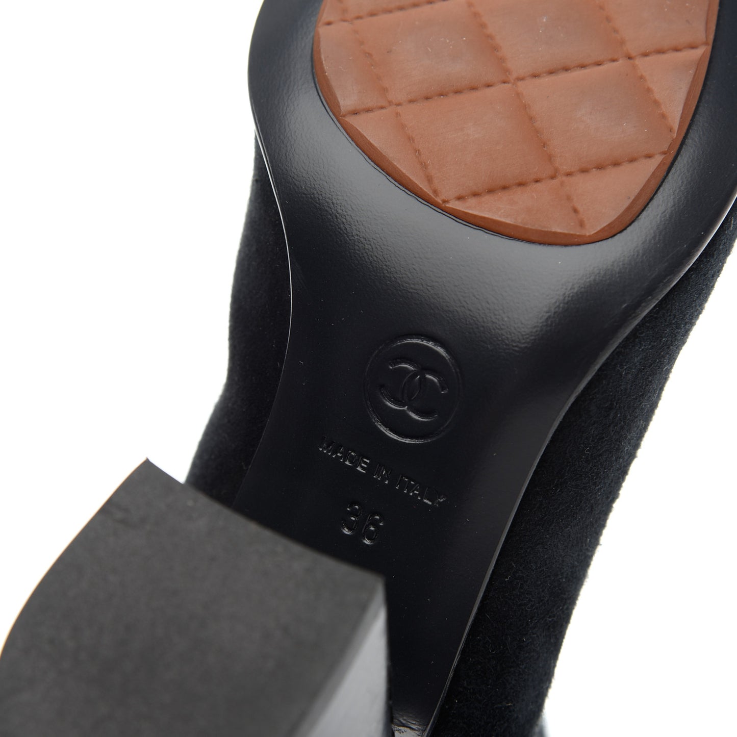 Suede Calfskin CC Short Boots 36 Navy