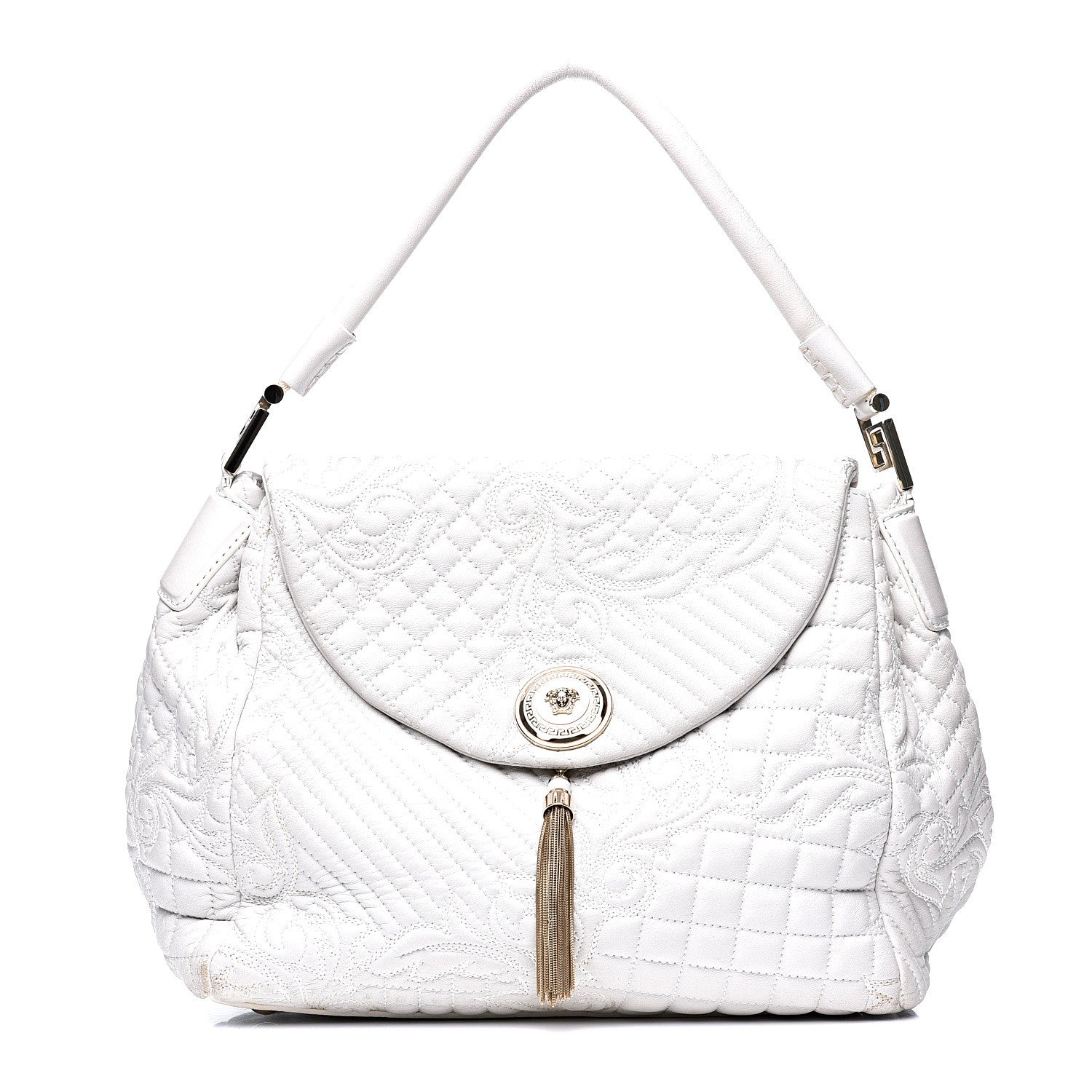 Versace Nappa Barocco Quilted Vanitas Talia Shoulder Bag White 1 of 15