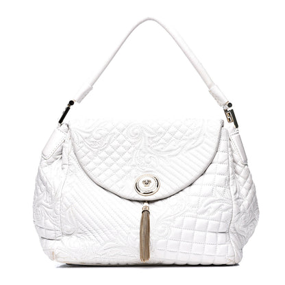 Versace Nappa Barocco Quilted Vanitas Talia Shoulder Bag White 1 of 15