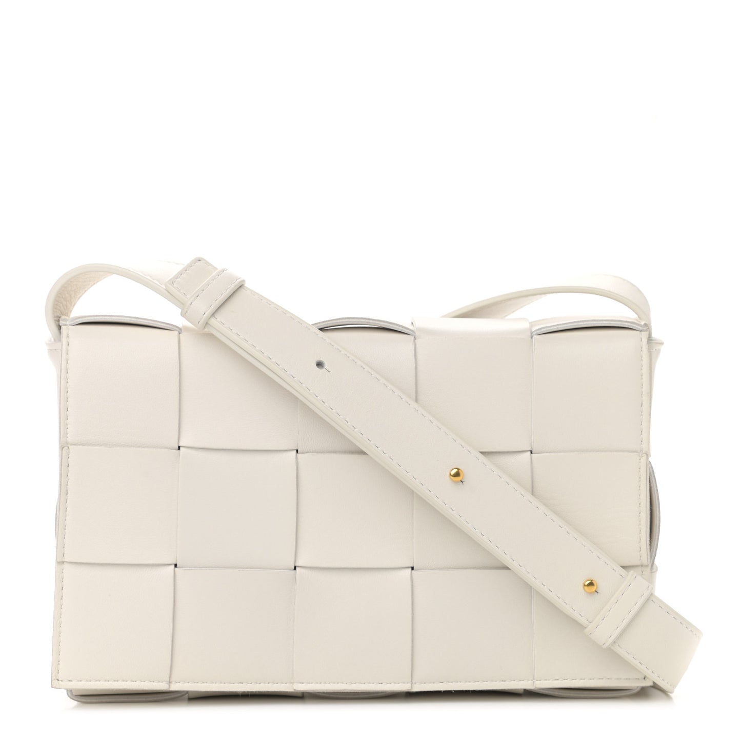 Lambskin Maxi Intrecciato Cassette Crossbody Bag White