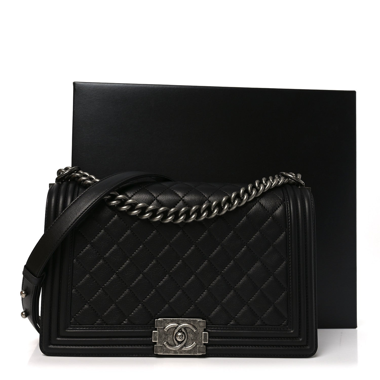 Chanel Calfskin Quilted New Medium Boy Flap Black 11 of 11