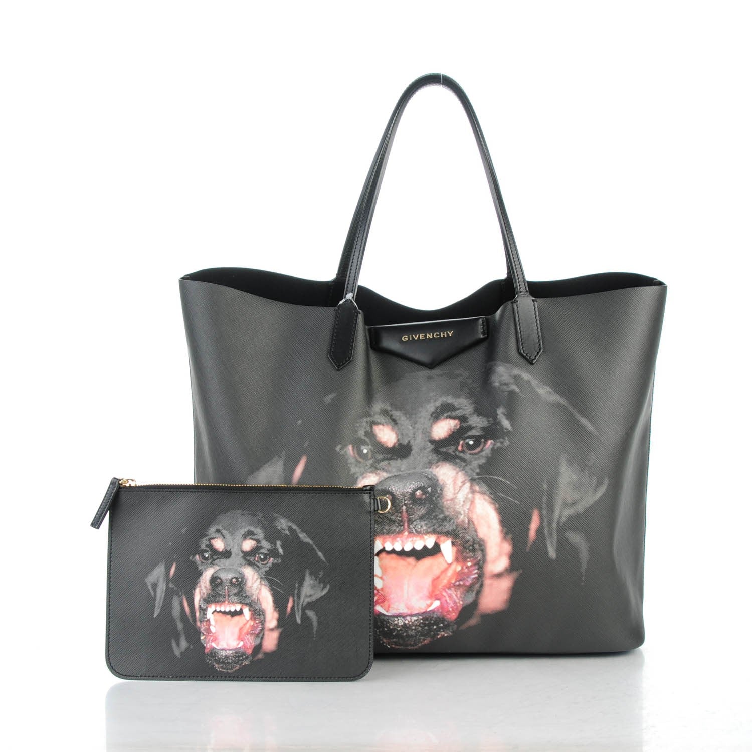 Givenchy Textured Coated Canvas Rottweiler Print Medium Antigona Tote Black 3 of 9