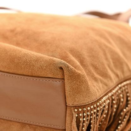 Saint Laurent Suede Calfskin Studded Fringe Toy Shopping Tote Brown 11 of 11