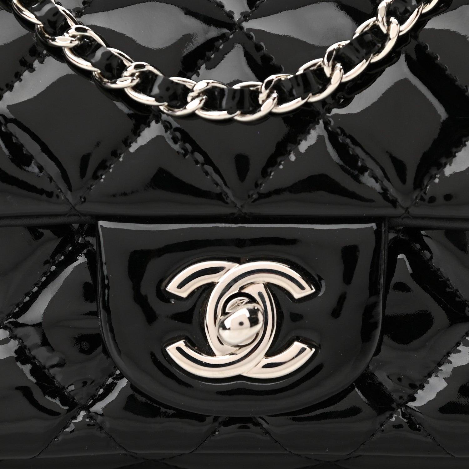 Chanel Patent Calfskin Quilted Extra Mini Rectangular Flap Black 8 of 10