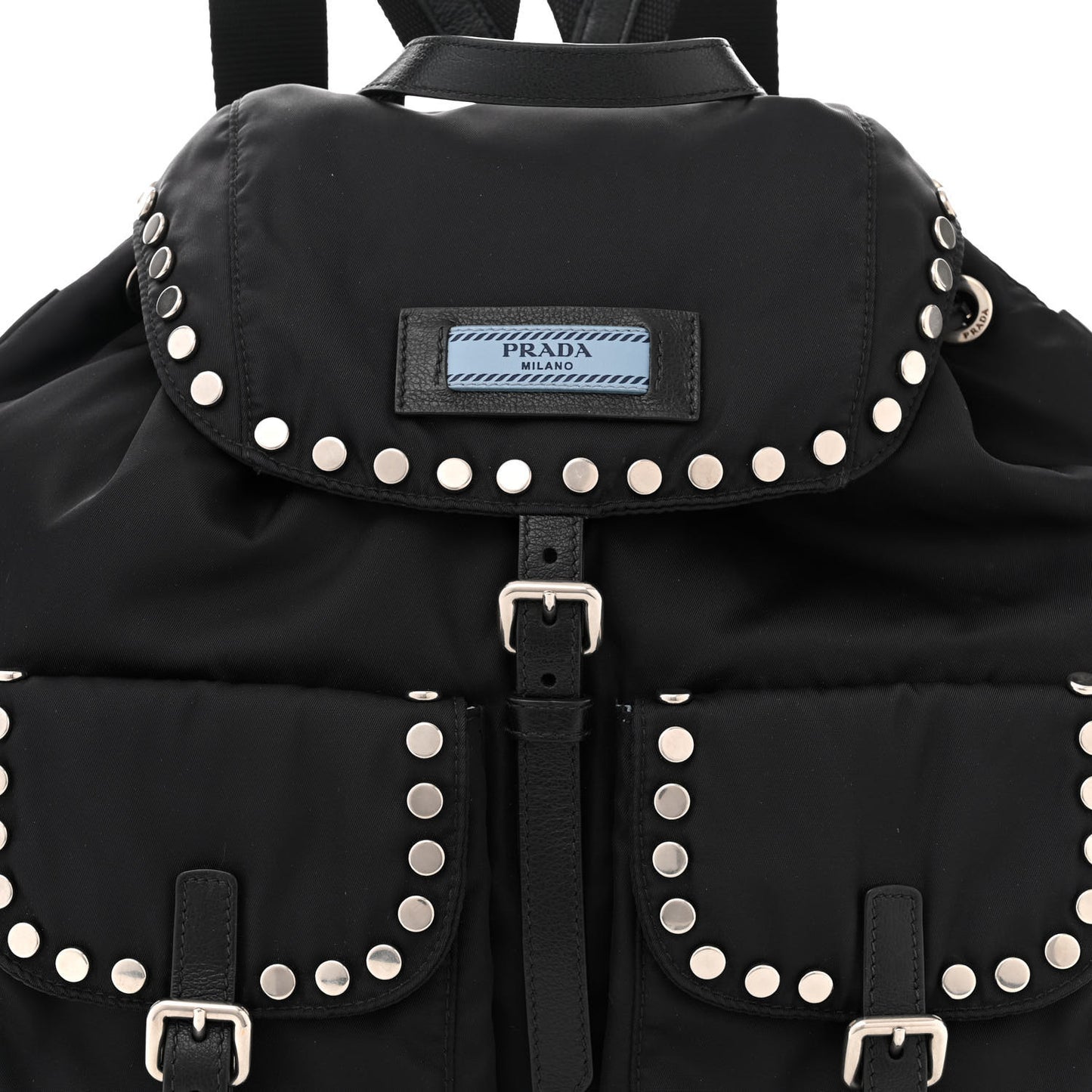 Nylon Studded Medium Backpack Black
