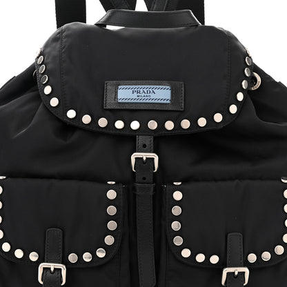 Prada Nylon Studded Medium Backpack Black 8 of 10
