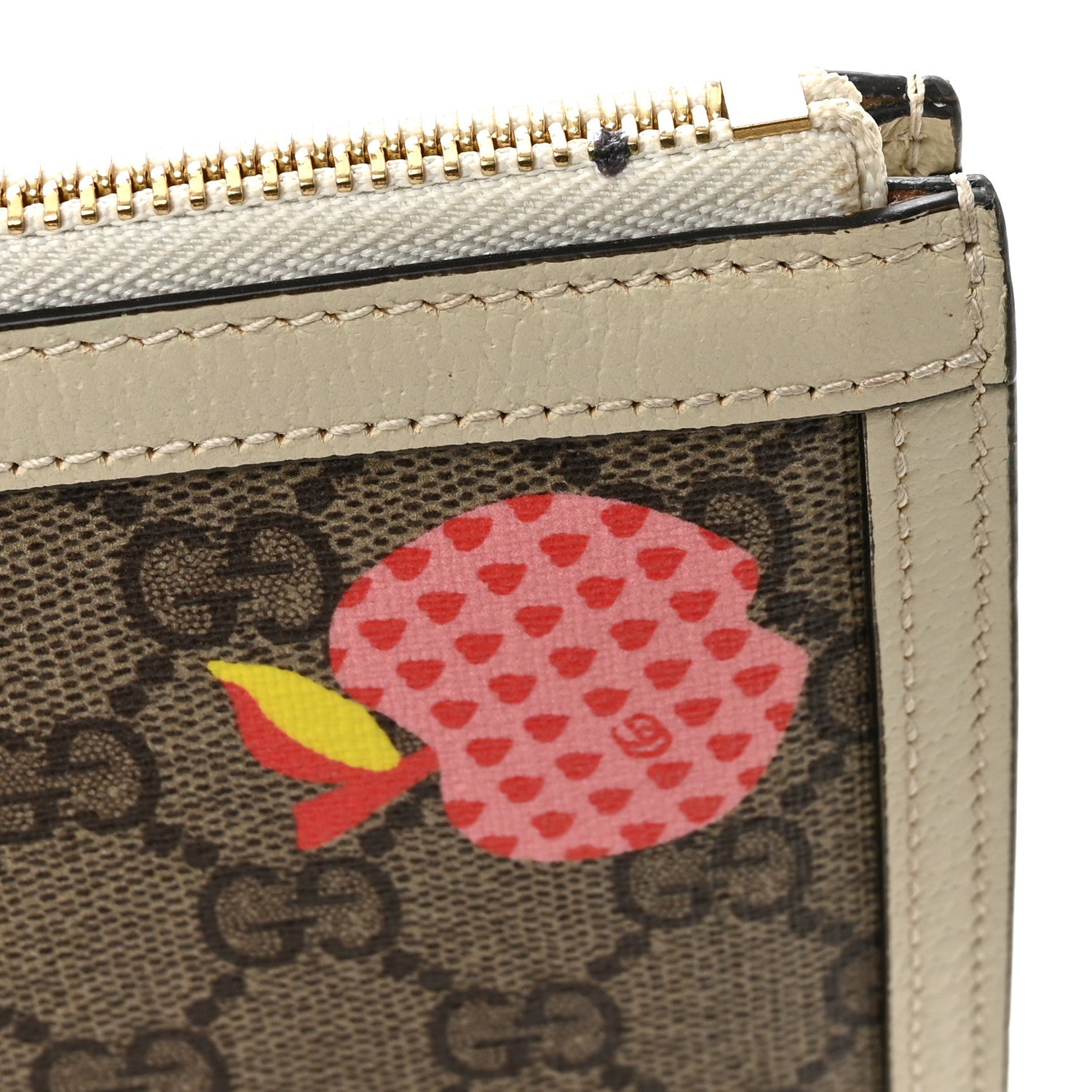 Gucci GG Supreme Monogram Les Pommes Interlocking G Wristlet Pouch  Beige Multicolor Mystic White 11 of 13