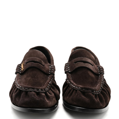 Saint Laurent Suede Le Loafer 15 Penny Slippers 36.5 Dark Chocolate 2 of 11