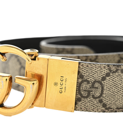 Gucci GG Supreme Monogram Plutone Calfskin Double G Reversible 75 30 Belt Beige Ebony New Acero 5 of 10