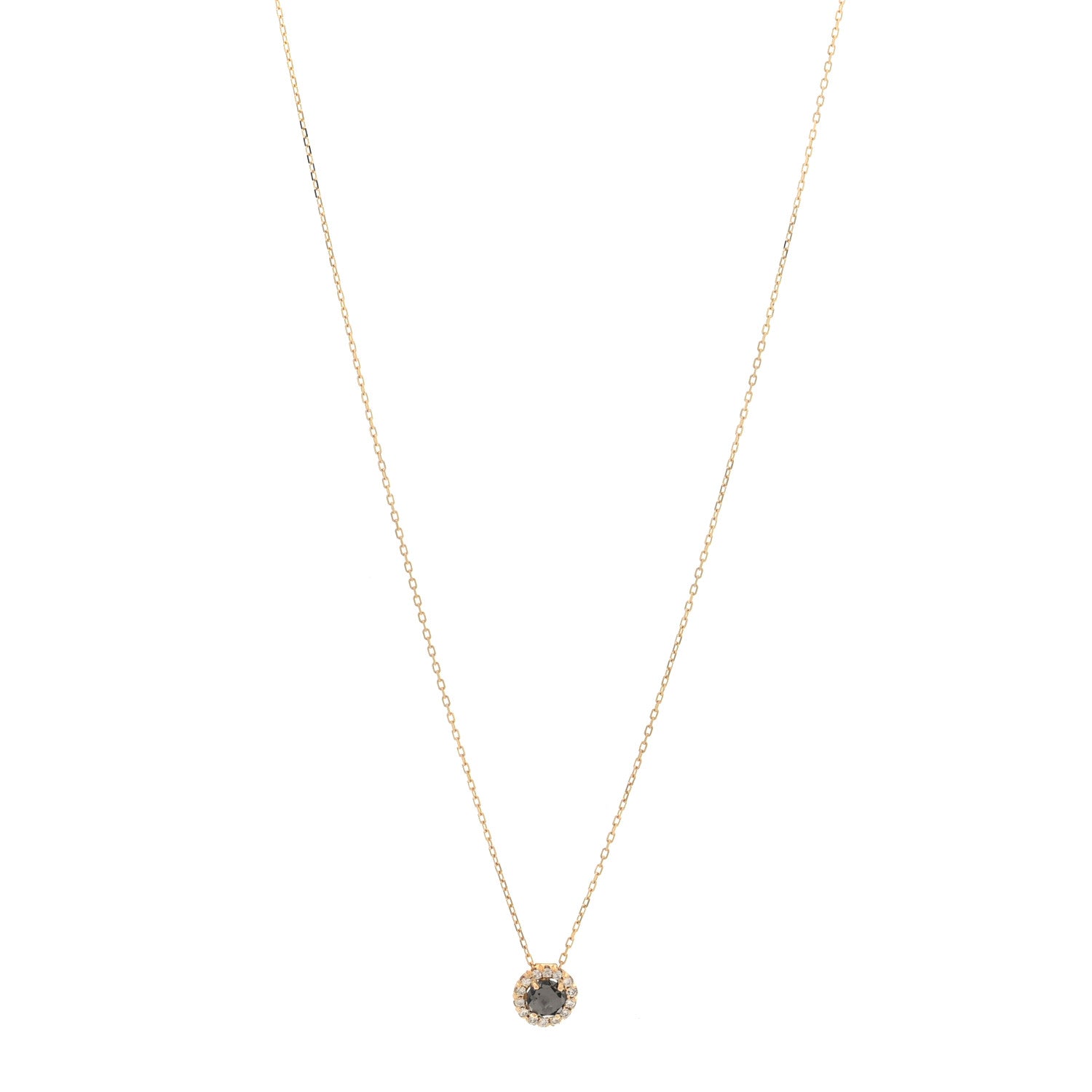 Suzanne Kalan 14K Yellow Gold Diamond Black Night Quartz Halo Pendant Necklace 1 of 5