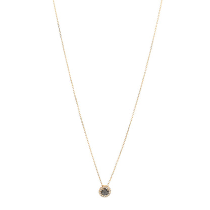 Suzanne Kalan 14K Yellow Gold Diamond Black Night Quartz Halo Pendant Necklace 1 of 5