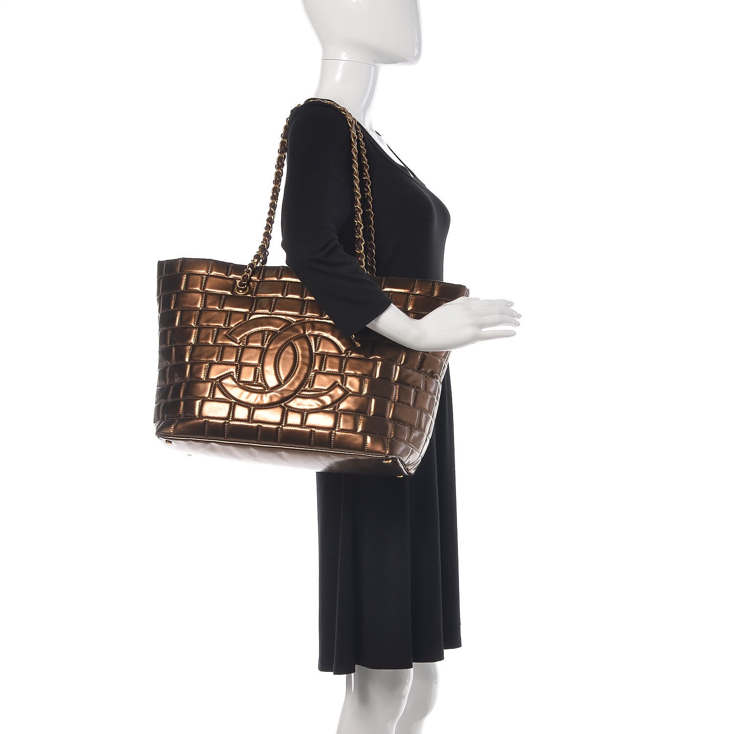 Chanel Vinyl Quilted Large Frozen Tote Bronze 2 of 10