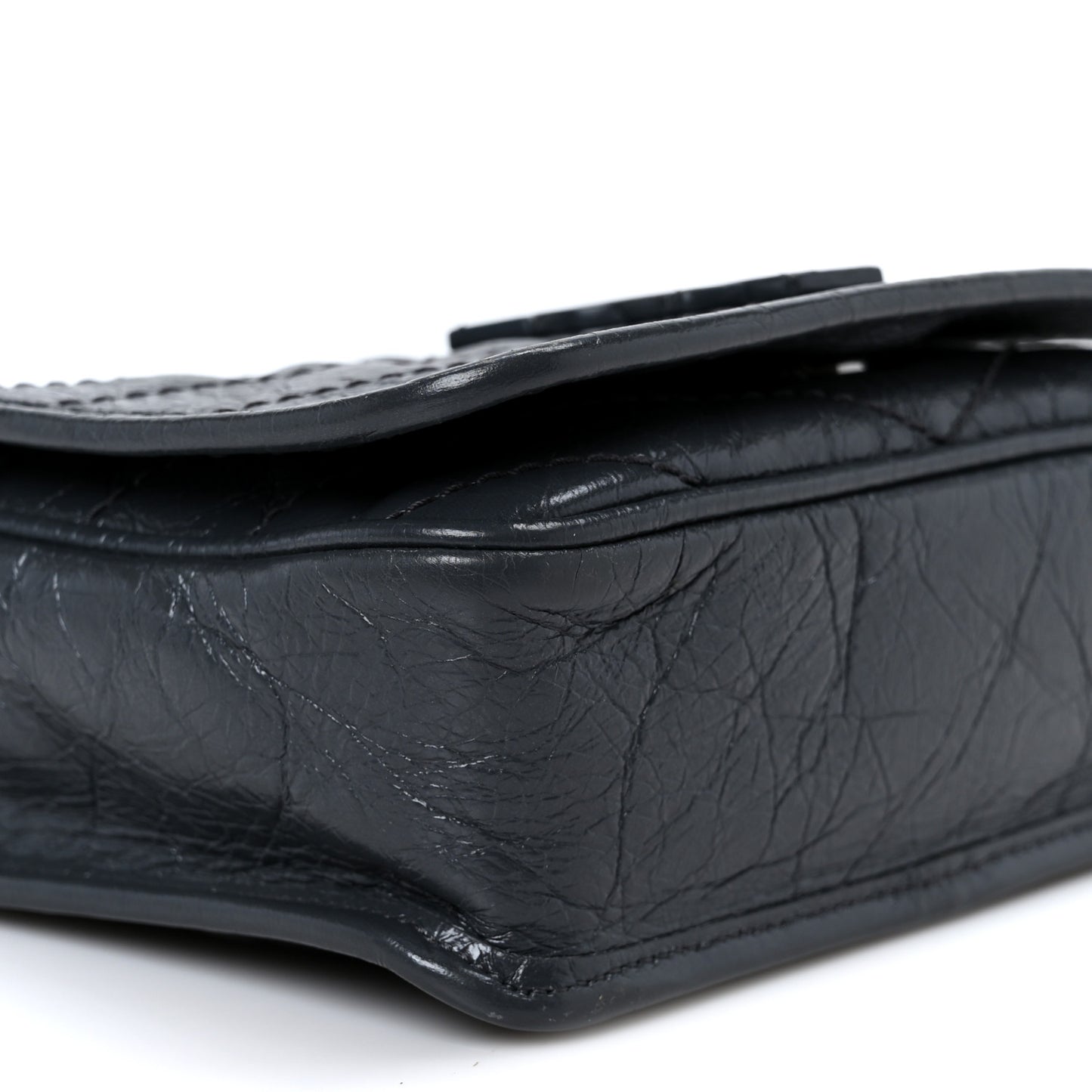 Crinkled Calfskin Matelasse Monogram Niki Chain Wallet Dark Smog