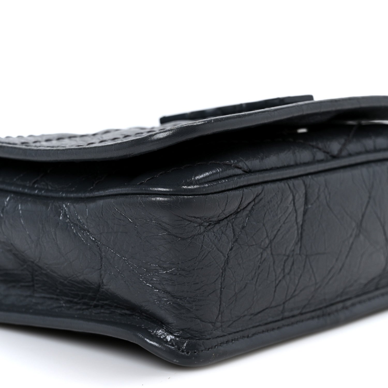 Saint Laurent Crinkled Calfskin Matelasse Monogram Niki Chain Wallet Dark Smog 8 of 9