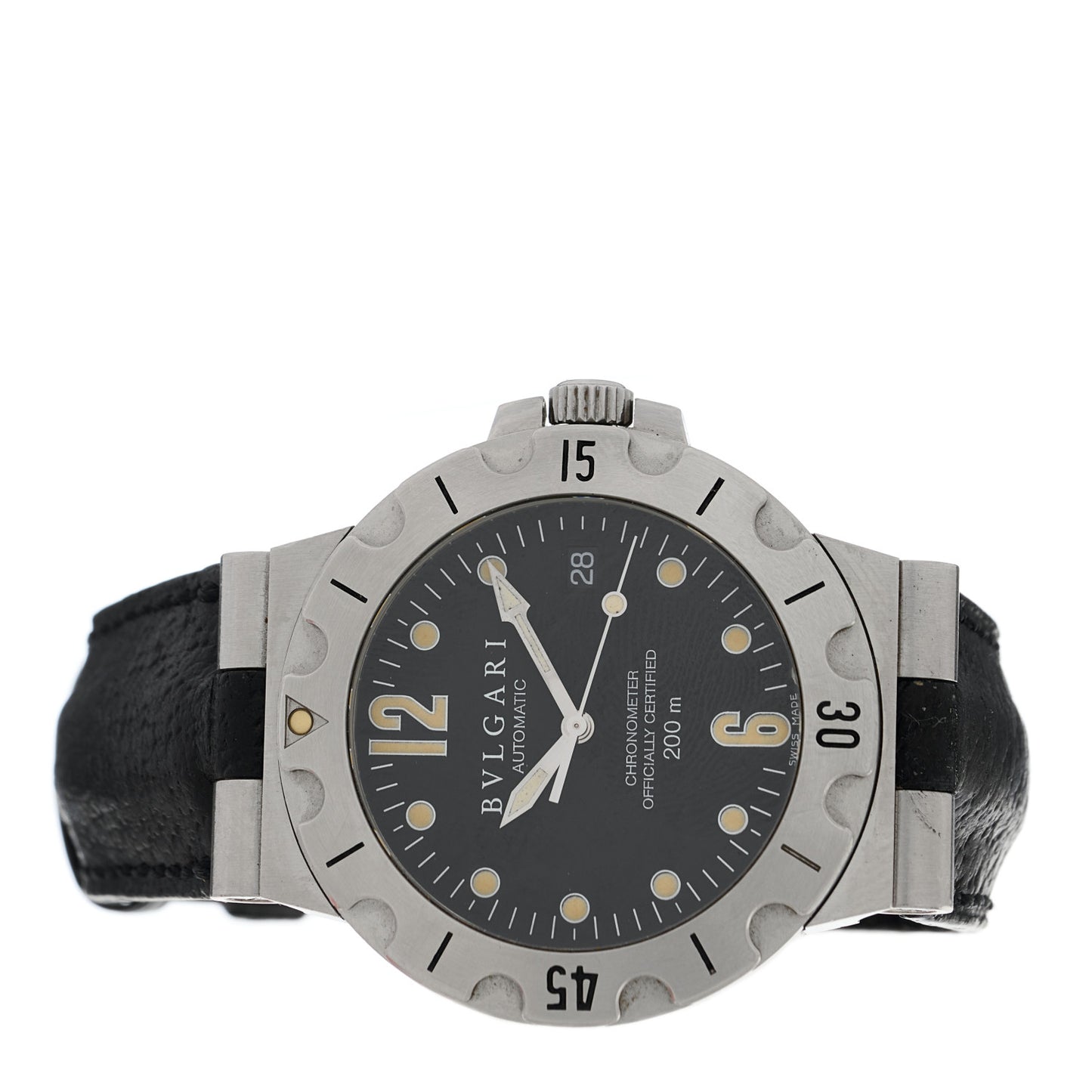 Stainless Steel Calfskin 38mm Diagono Scuba Automatic Watch Black