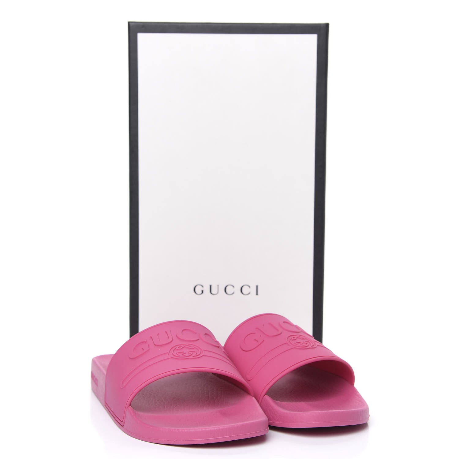 Gucci Rubber Logo Stamped Mens Slide Sandals 10 Fuchsia 8 of 8