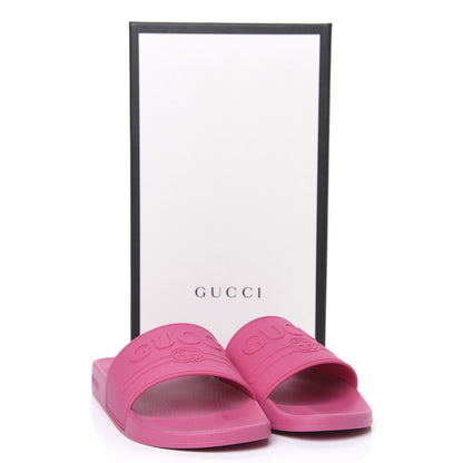 Gucci Rubber Logo Stamped Mens Slide Sandals 10 Fuchsia 8 of 8