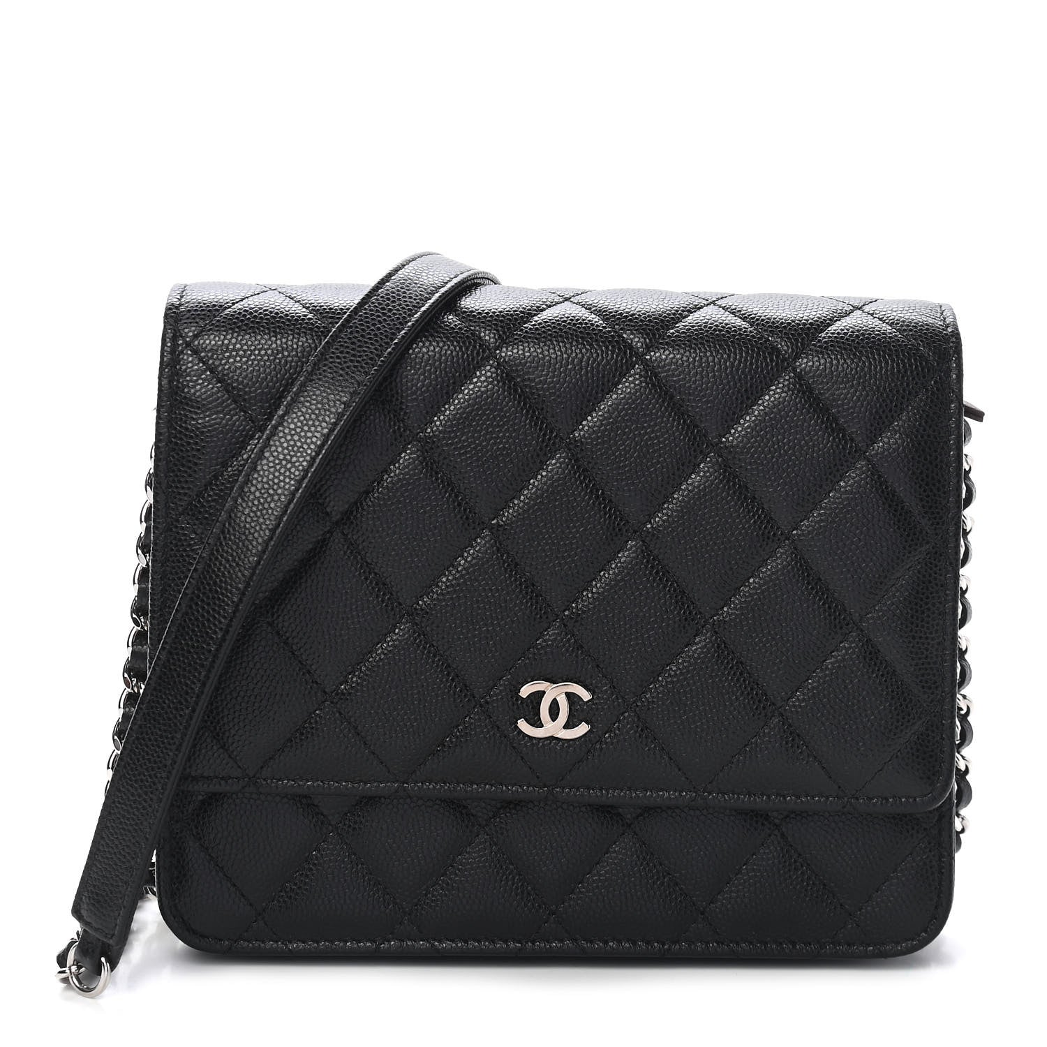 Chanel Caviar Quilted Square Wallet On Chain WOC Black 1 of 10