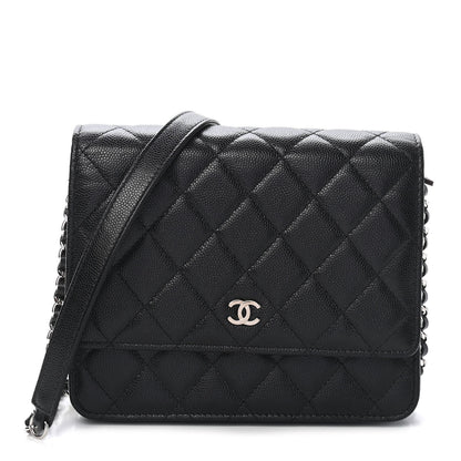 Chanel Caviar Quilted Square Wallet On Chain WOC Black 1 of 10