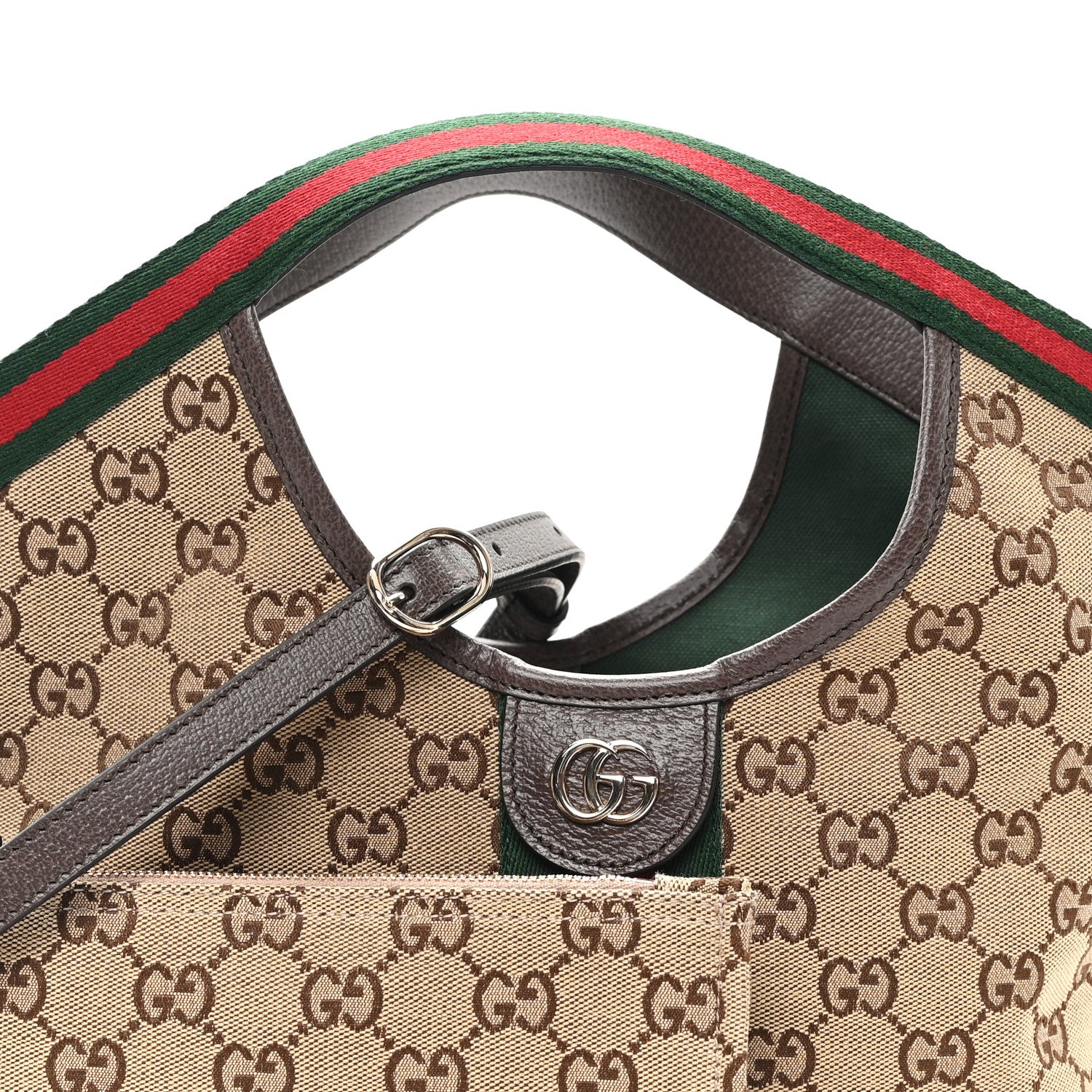 Gucci Monogram Web Small Giglio Tote Bag Beige Dark Brown 4 of 10