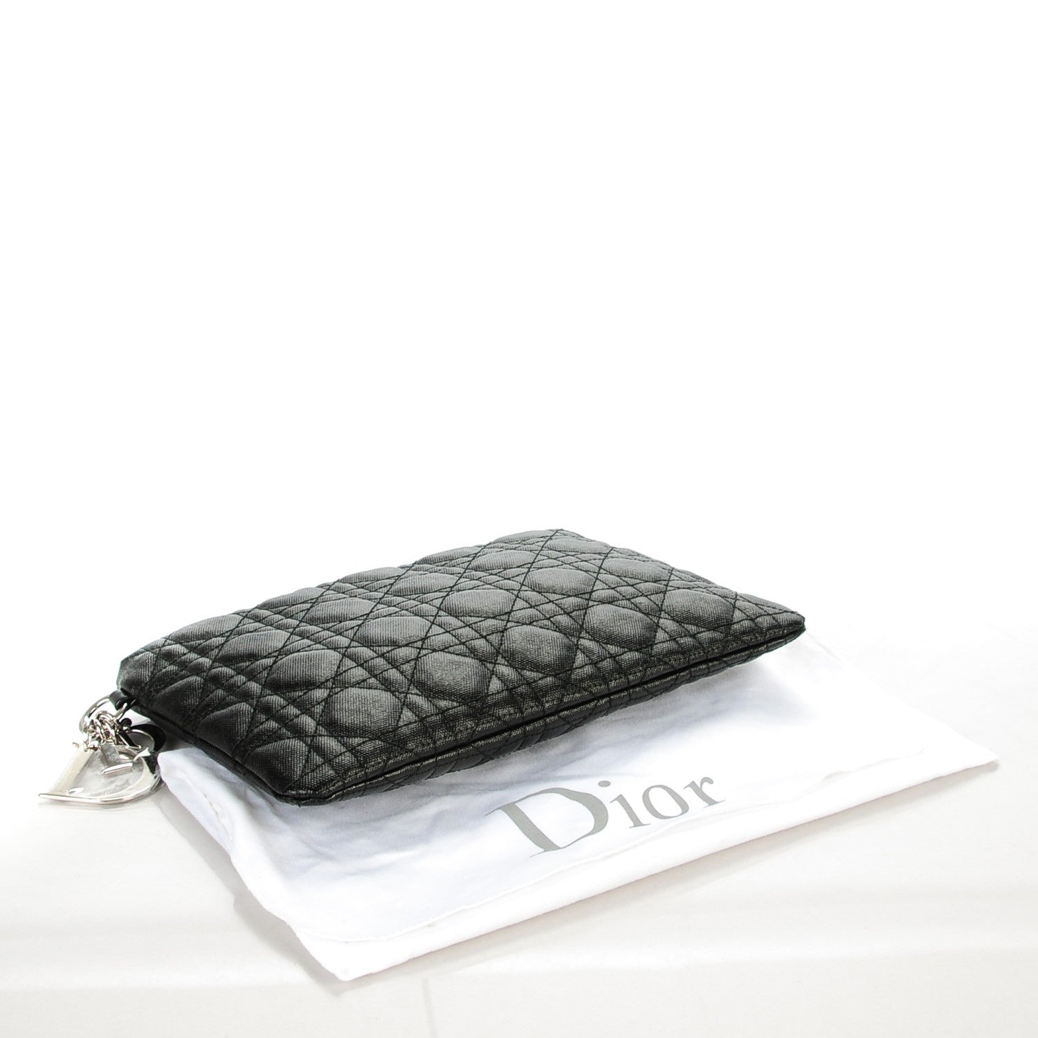 Christian Dior Coated Canvas Cannage Panarea Clutch Black 4 of 7