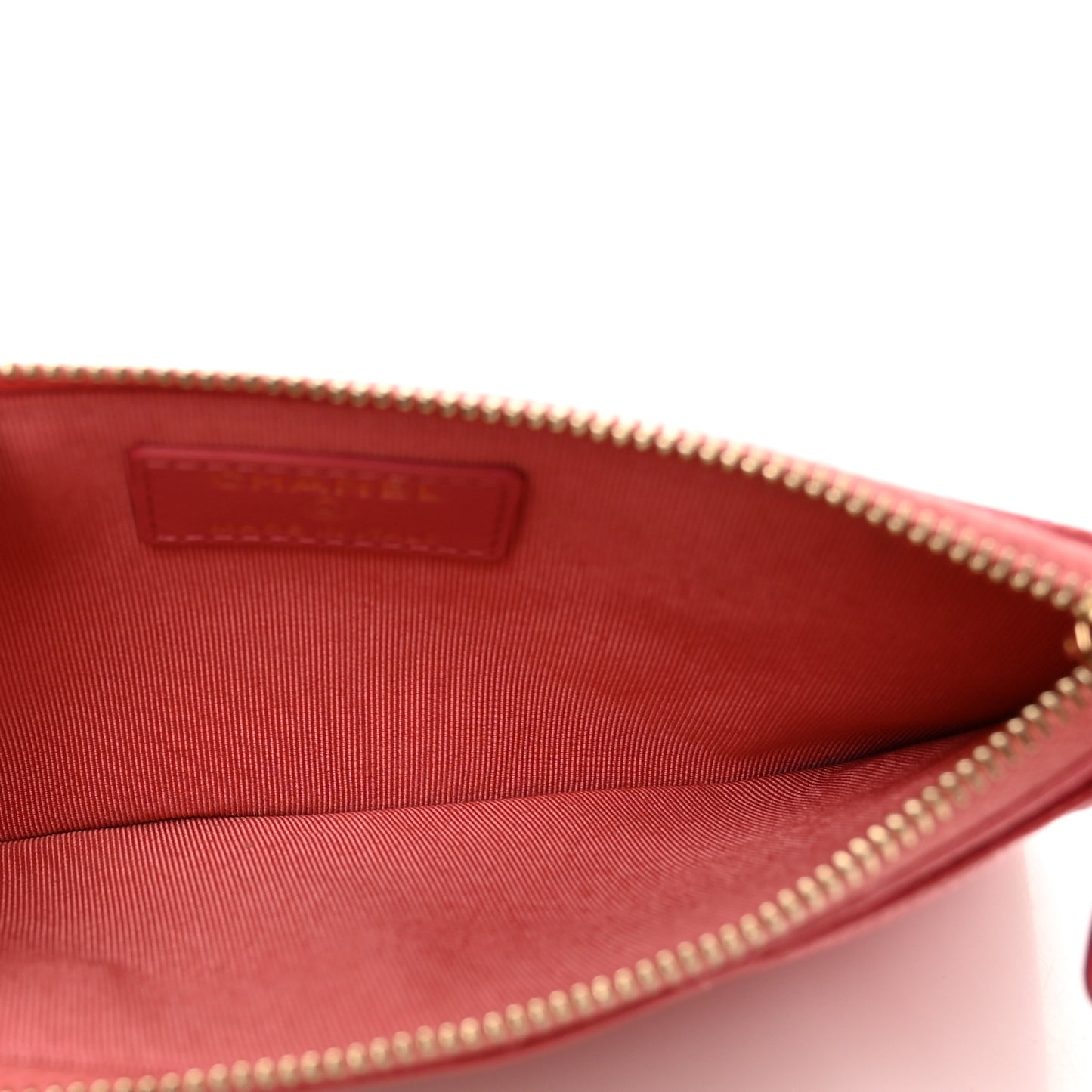 Iridescent Caviar Quilted Classic Zip Pouch Rose Pink