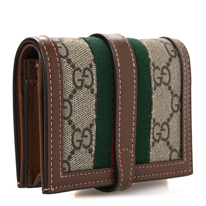 Gucci GG Supreme Monogram Textured Calfskin Web Jackie 1961 Card Case Beige Ebony Brown Sugar 3 of 8